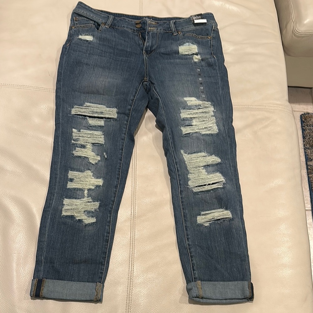 Soho Blue Boyfriend Jeans with Relaxed Distressed Style